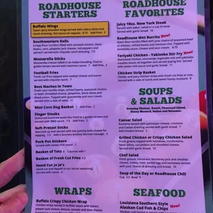 Updated menu as of April 2018.