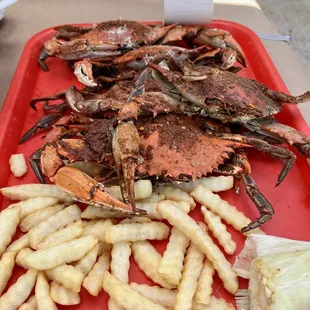 Crabs, crabs and more crabs! Comes with fried chicken and corn on the cob so be prepared to "roll" out when you're done!