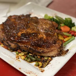 Pork steak blackened