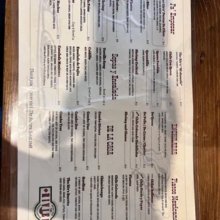 Riviera Menu