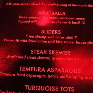 the menu