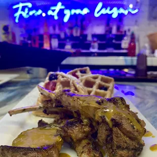 Lamb chops and waffles