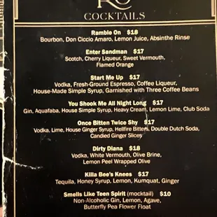 menu