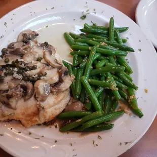 Chicken Piccata with garlic green beans