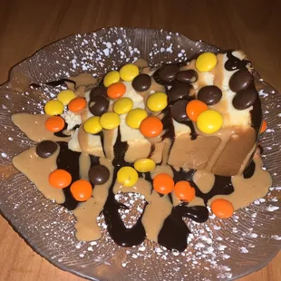 a dessert on a glass plate
