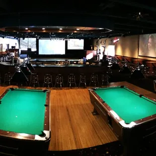 pool tables and a bar