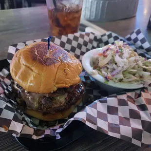 Swiss mushroom burger