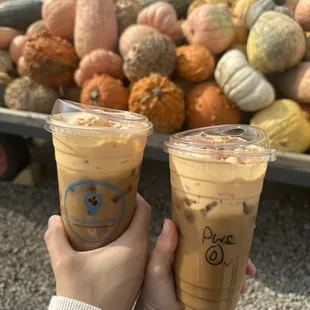 Pumpkin waffle cone latte