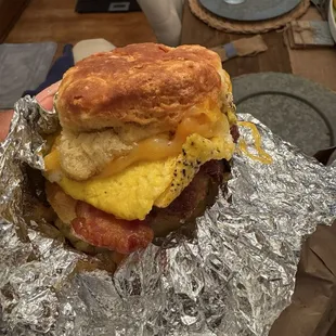 Brisket breakfast sandwich