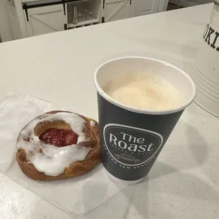 Lavender tea and cherry pastry