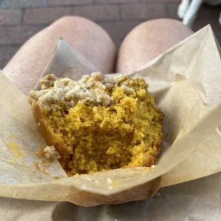 Pumpkin muffin, fresh and hot.