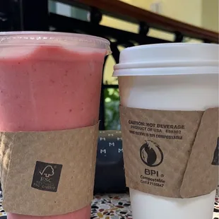 two cups of coffee on a table