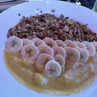 Mango, banana, granola.