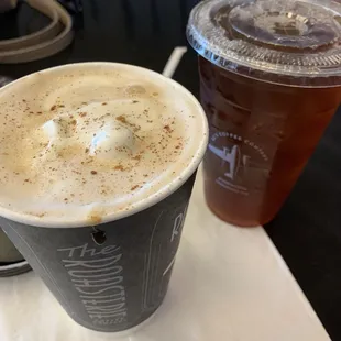 Pumpkin spiced latte and raspberry black tea