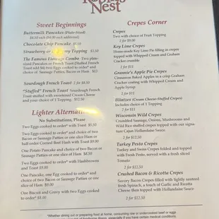 menu