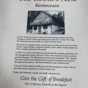 information about the restaurant