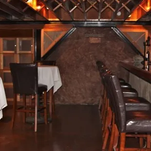 Bar area with cocktail tables