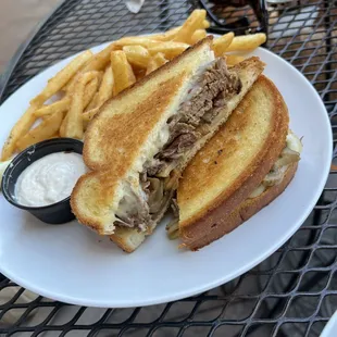 Beef Stew Sandwich with fries