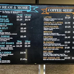 Ice Cream and Coffee Menu August 2019.