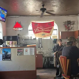 Rock Inn counter, part of bar area, near fireplace.
