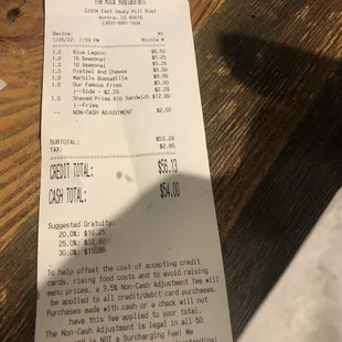 There is a charged added to our bill described as "a special thing we added during covid" called a "non-cash" adjustment