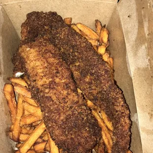 Fried catfish and sweet potato fries