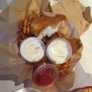 Fried Cod Fish and Fries