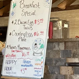 Daily breakfast  specials