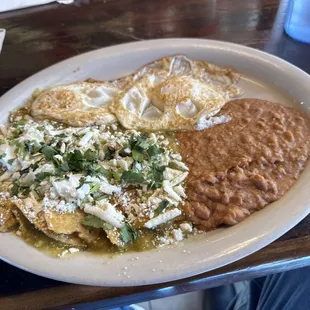 These Chilaquiles with green salsa are amazing and for 6.99 with 2 tortillas of your choice not bad!