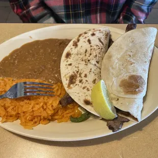 11 AM to 11 PM special to fajita tacos with the Fixins. Super good.
