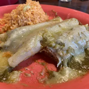 Chicken enchiladas with the green sauce absolutely delicious.