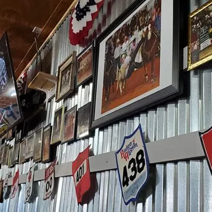 a number of route signs on the wall