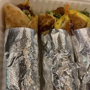 a sandwich wrapped in foil