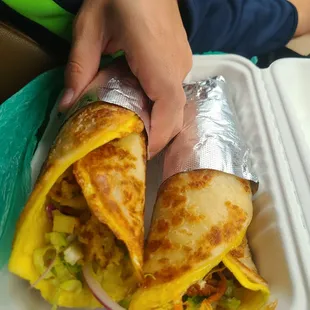 Chicken Masala and aloo gobhi rolls, so tasty!