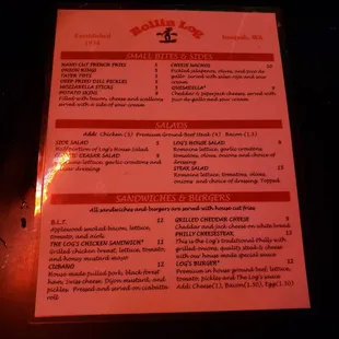 menu