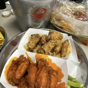 20 Wings, garlic parm and buffalo