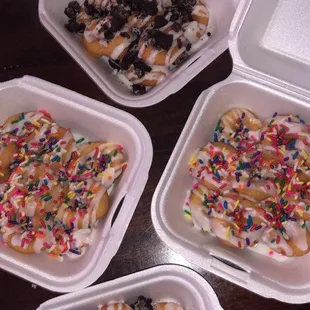 Happy birthday donuts, and cookies and cream donuts