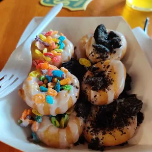 Oreo and Fruity Pebbles donuts. Yummy!!!!