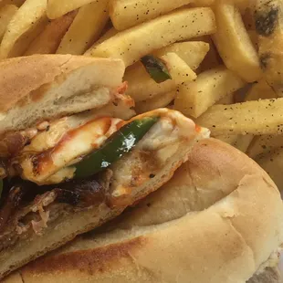 Philly cheese steak and fries
