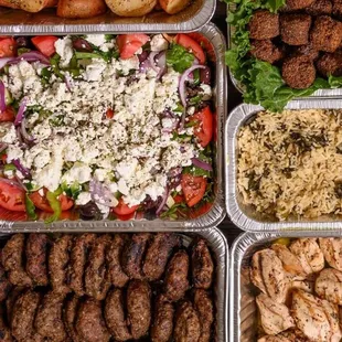 We are a greek food truck that serves gyro and falafel sandwiches. We also cater a variety of mediterranean healthy custom menus