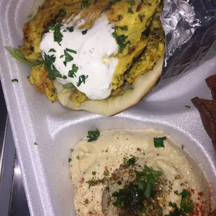 Chicken Gyro with a side Hummus