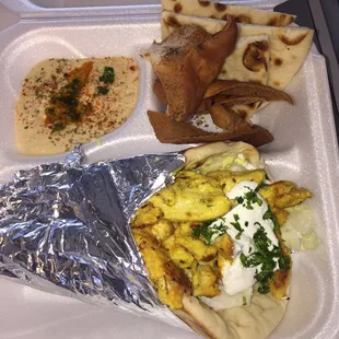 Chicken Gyro with a side Hummus