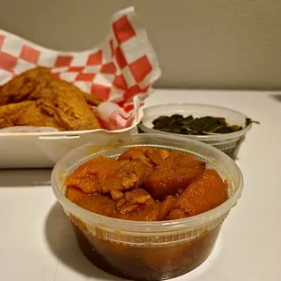 Candied Sweet Potatoes and Collard Greens