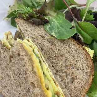 Breakfast egg sandwich with avocado