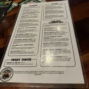 menu