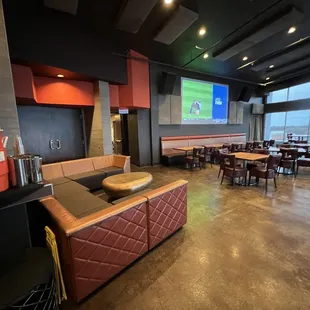 the inside of a sports bar