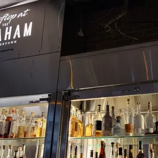 a display of alcohol bottles