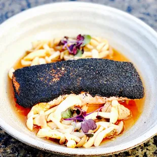 Salmon w/poppy seed &amp; mushrooms