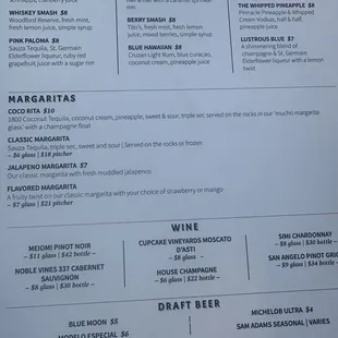 Menu - drinks