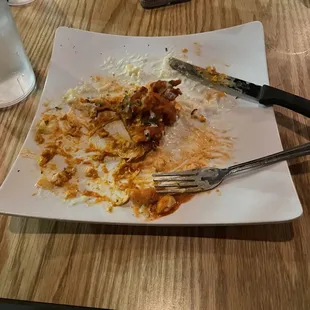 What's left of the Buffalo Chicken Mac that I ordered